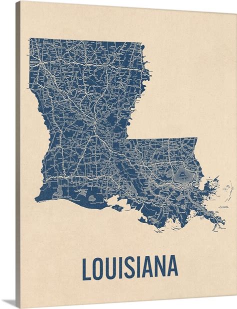 Vintage Louisiana Road Map 1 Wall Art Canvas Prints Framed Prints