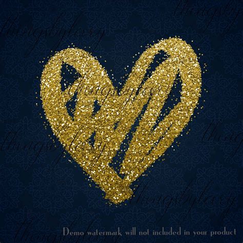 30 Gold Glitter Hand Drawn Heart Clip Arts Wedding Valentine By