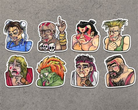 Street Fighter Sticker Full Set Of 8 Stickers Etsy