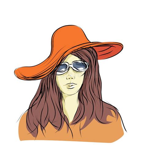 Girl Wearing Hat And Sunglasses Stock Vector Illustration Of Sunglass