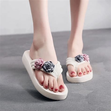 2019 Women Beach Flip Flops Flower Boho Sandals Women Summer Slippers