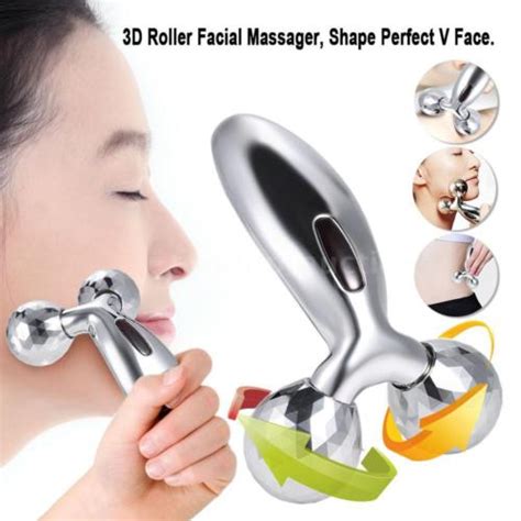 Portable 3d Thin Roller Face Massager 360 Rotate Silver Thin Face Full Body Shape Massager