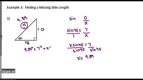 Now, plug in values of and into a calculator to find the length of side. Finding Missing Side Measures of a Right Triangle - YouTube