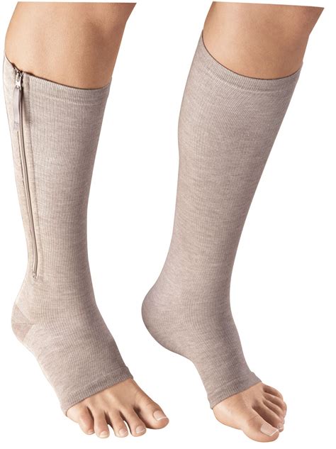 2 Zipper Pressure Compression Socks Support Stockings Leg Open Toe