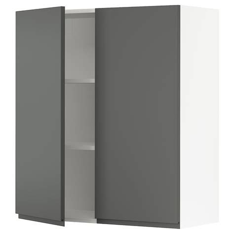 SEKTION Armoire murale 2 portes - blanc, Voxtorp gris foncé - IKEA