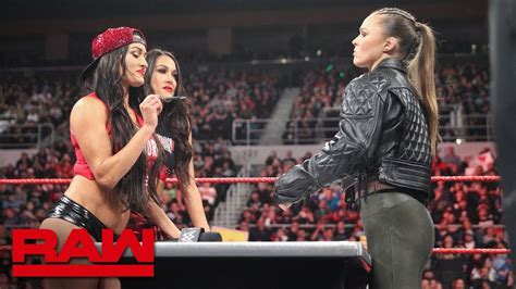 ronda rousey and nikki bella come face to face for women s title contract signing raw oct 22