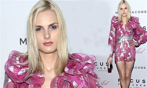 Andreja Pejic Flaunts Long Legs In Sheer Frilly Mini Dress Daily Mail