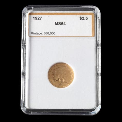 1927 Indian Head 250 Gold Quarter Eagle Pci Ms64 Lot 2035 Single