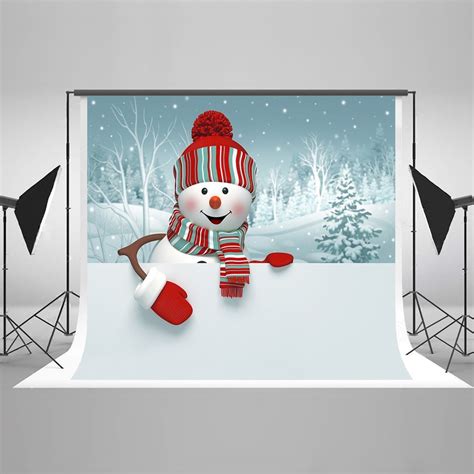 Greendecor Polyster 7x5ft Winter Photography Backdrops Snowman