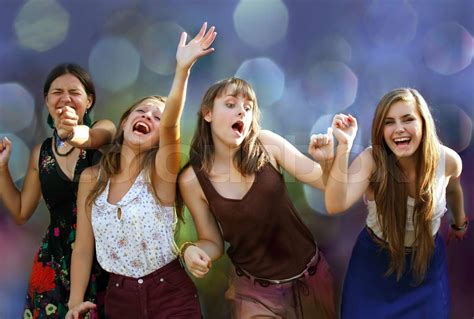 Teenage Girls Having Fun At The Party Stock Image Colourbox