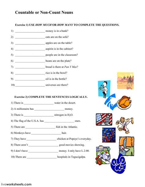 Countable And Uncountable Nouns Worksheet