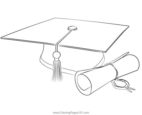 Graduation Cap Diploma Coloring Page For Kids Free Graduation Day