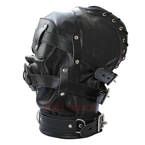 Soft Leather Gimp Bondage Hood Sensory Deprivation Mask Gag Blindfold Lockable Ebay