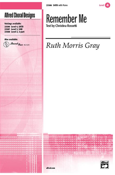 Remember Me Satb Choral Octavo Ruth Morris Gray Sheet Music