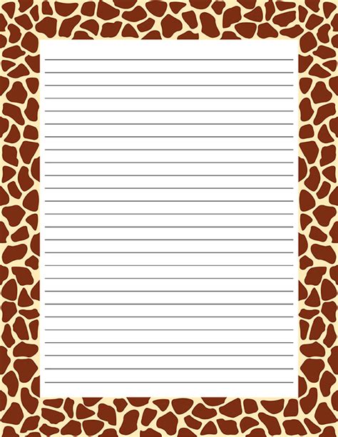 Free printable giraffe print stationery in JPG and PDF formats. The stationery is availabl ...