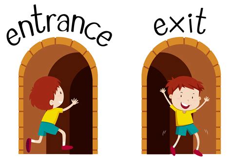 Opposite Wordcard For Entrance And Exit 431167 Vector Art At Vecteezy