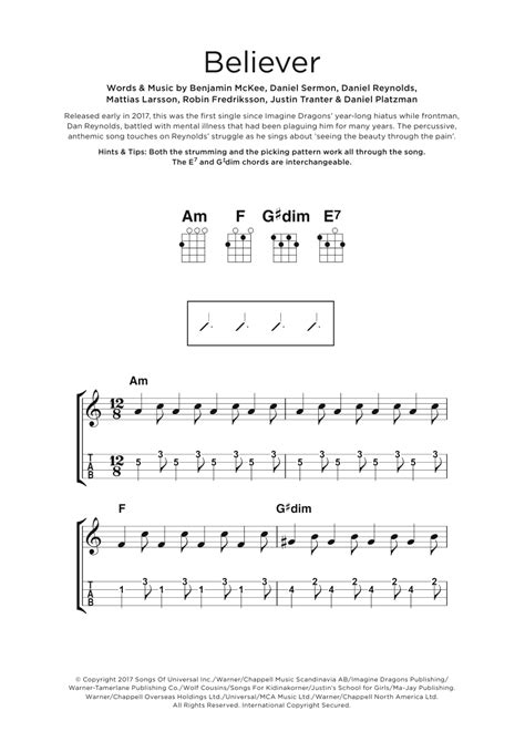 Imagine Dragons Believer Sheet Music And Chords Download 2 Page