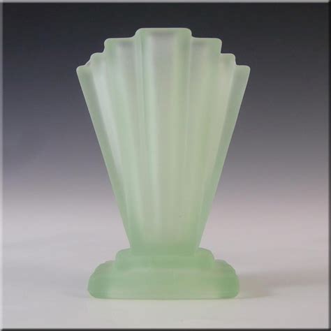 Bagley Vintage 1930s Art Deco Green Glass Grantham Vase Art Deco