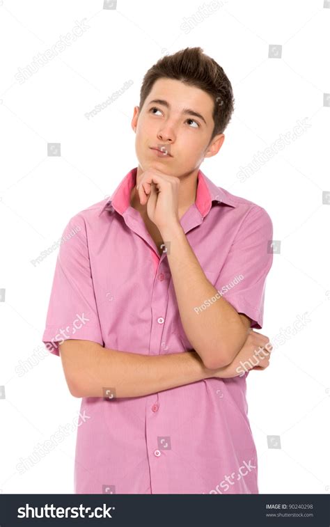 Handsome Young Guy Thinking Looking Isolated Stock Photo 90240298