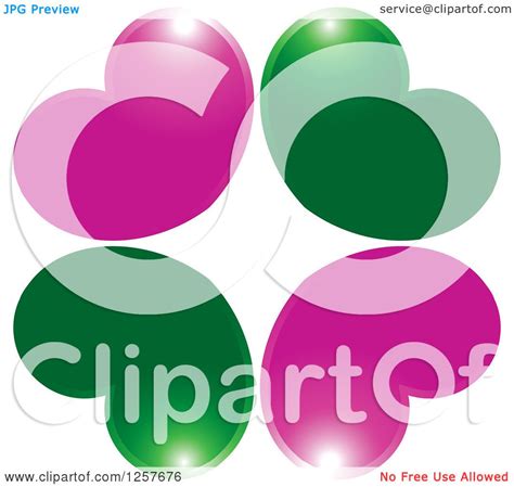 Clipart Of A Group Of Pink And Green Hearts Royalty Free Vector