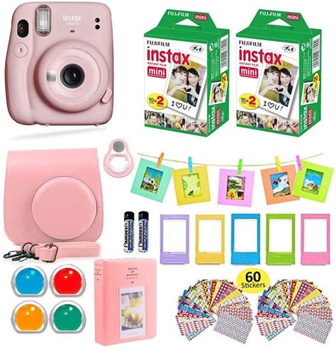 Fujifilm Instax Mini 11 Instant Camera Blush Pink Carrying Case Fuji Instax Film Value Pack