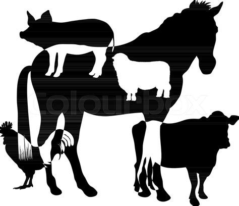 Farm Animals Silhouette Stock Vector Colourbox