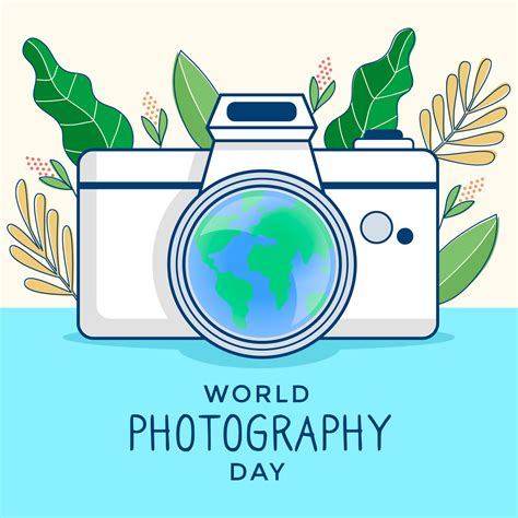 World Photography Day Design With Leaves And Camera Download Free