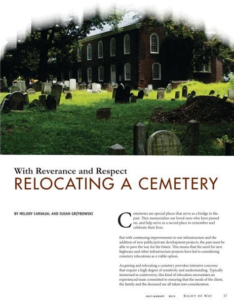 Relocating A Cemetery International Right Of Way Association