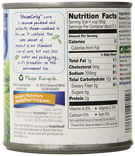 Green Giant Canned Corn Nutrition Label Runners High Nutrition