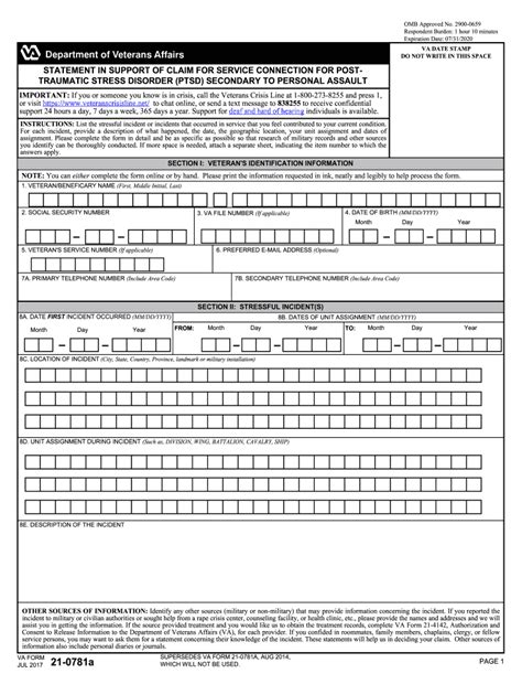 Va Form 21 0781a Example Fill Online Printable Fillable Blank