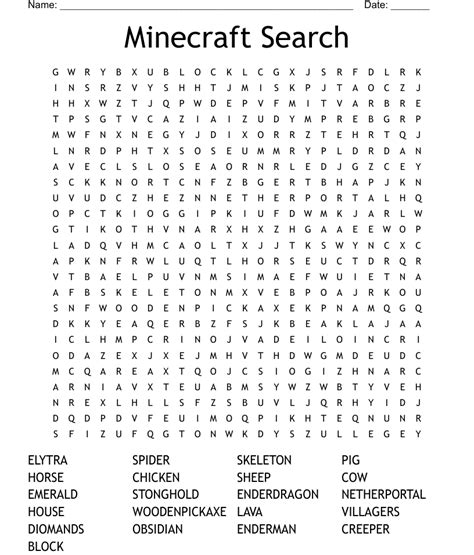 Minecraft Search Word Search Wordmint