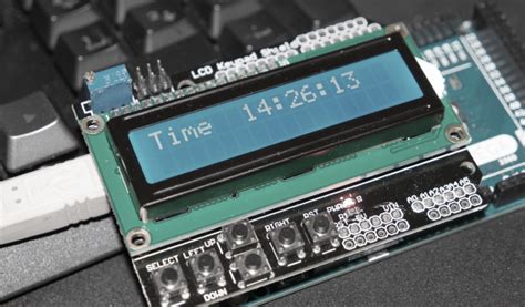 Digital Clock With Lcd Shield Board For Arduino Microcontroller Based