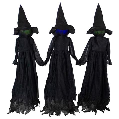 Northlight 4 Ft Lighted Faceless Witch Trio Outdoor Halloween Stakes