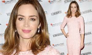 Emily Blunt Displays Her Slender Figure In An Embroidered Pastel Dress