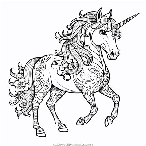 Dibujo De Unicornio Realista Para Adultos Para Colorear Dibujo Para Colorear