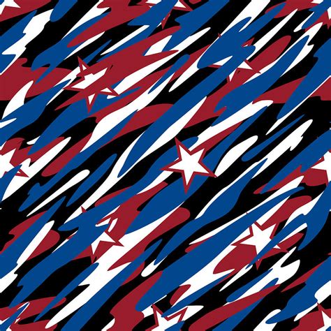Patriotic Camouflage Red White And Blue With Stars American Pride