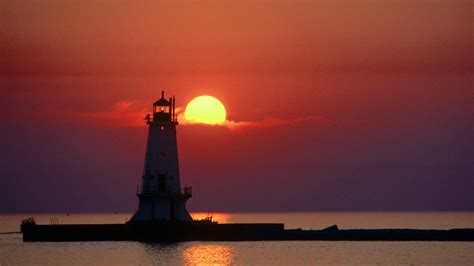 Beautiful Lighthouses At Sunset Wallpaper Beautiful Sunrise