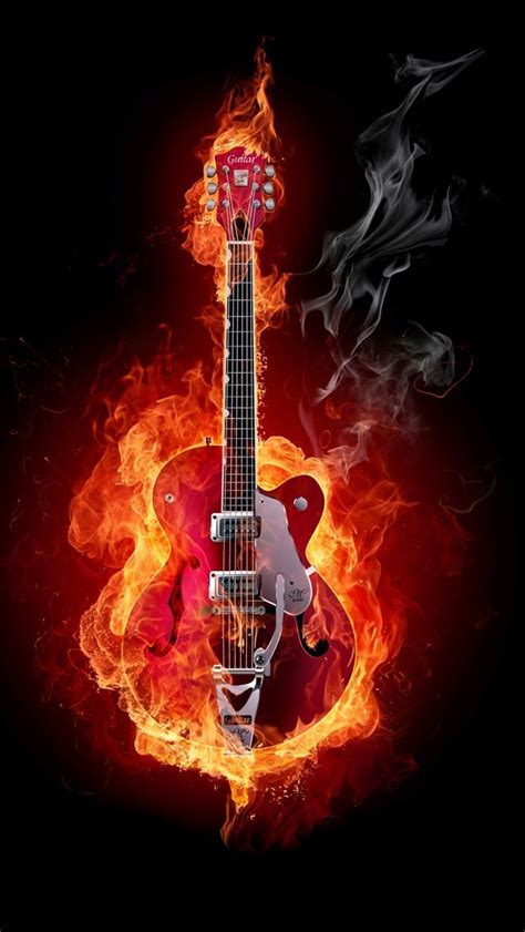Flaming Guitar Iphone Wallpapers Free Download