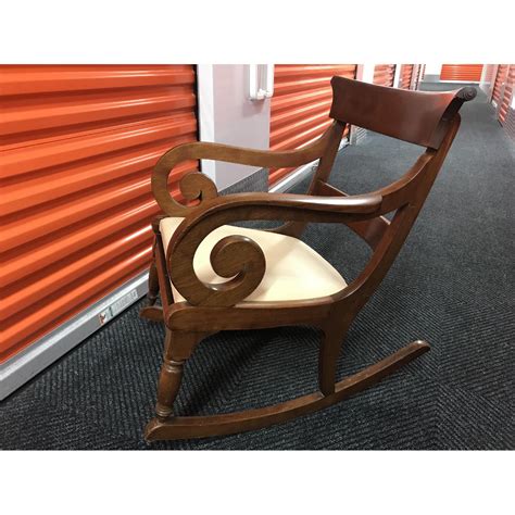 Rocking Chair W Cream Leather Seat Aptdeco