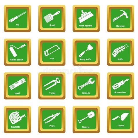 Building Hand Tool Icons Set Grey Vector Stock Vector Illustration Of