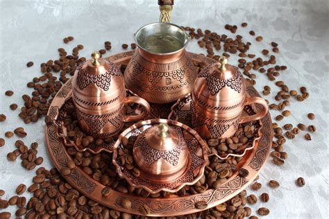Turkish Coffee Set For Two Copper Coffee Pot Turkish Coffee Etsy