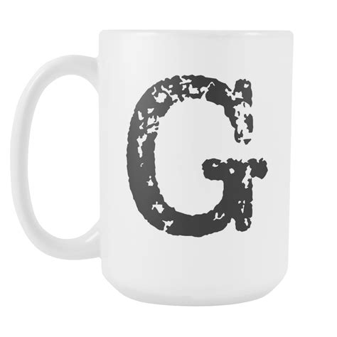 Initial Mug Letter G 15oz Ceramic Cup Boss T Mug Right