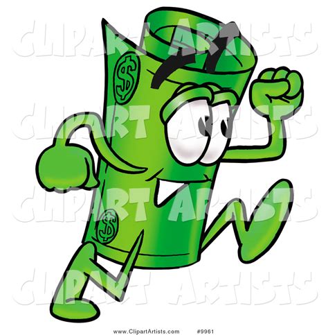 Rolled Money Mascot Cartoon Character Running Clipart By Toons4biz
