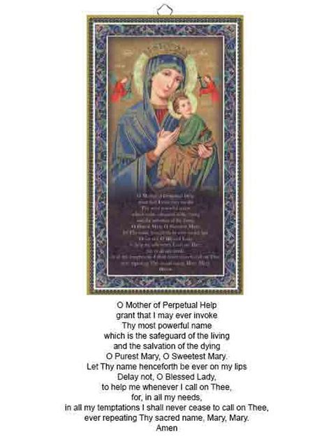 Gold Foiled Wood Prayer Plaque Our Lady Perpetual Help Crafted In Italy