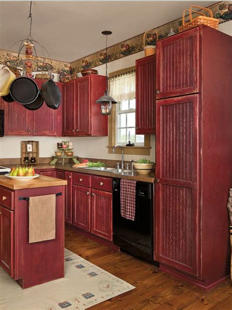 Attic bedroom paint ideas, barn red painted kitchen cabinets small red barn. Custom Country Cabinets | Painted kitchen cabinets colors ...