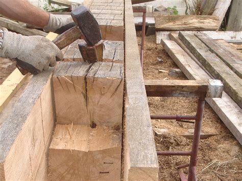 An Oak Beam Being Hollowed Out By Hand Oak Beam Uk