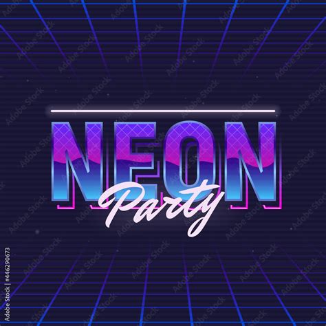 Neon Party Logo Template 80s Logo Design With Neon Light And Retro