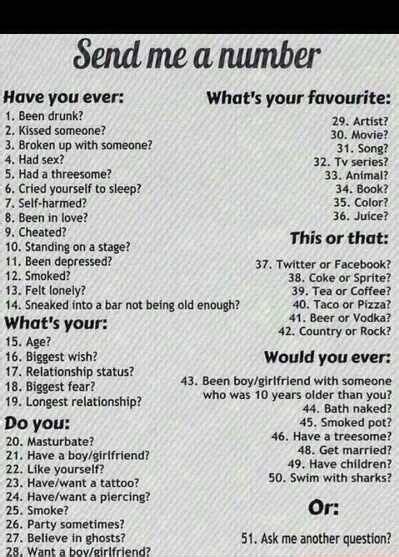 Please Send Me A Number Rele Wanna Do This Snapchat Question Game