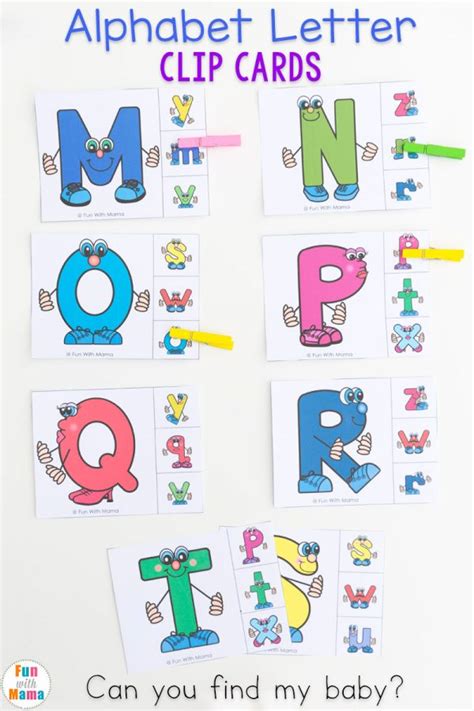 A free teaching resource for early . Uppercase and Lowercase Letter Matching Clip Cards - Fun with Mama