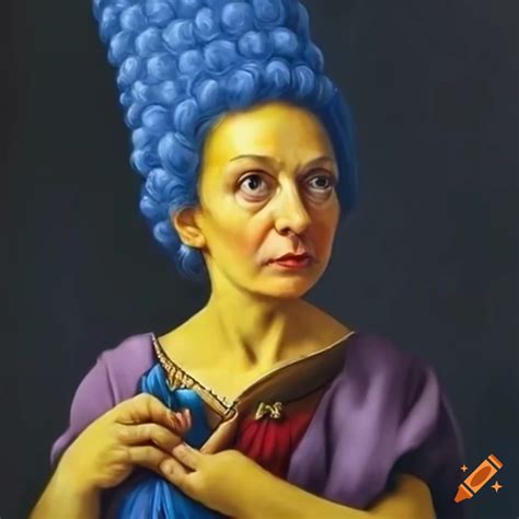 Realistic Marge Simpson Holding Realistic Maggie Simpson On Her Lap In